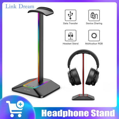 RGB Headphone Stand with Type-C USB Ports