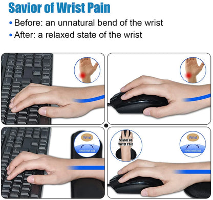Keyboard Wrist Rest Pad + Mouse Pad - Memory Foam, Superfine Fibre, Durable and Comfortable