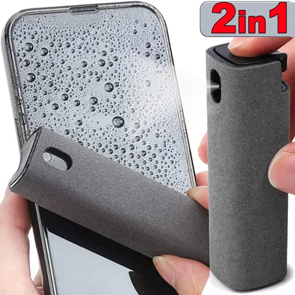 2-in-1 Microfiber Screen Cleaner Spray Bottle - for Mobile Phones, iPads, Computers - Includes Microfiber Cloth