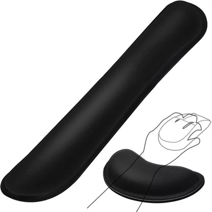Keyboard Wrist Rest Pad + Mouse Pad - Memory Foam, Superfine Fibre, Durable and Comfortable